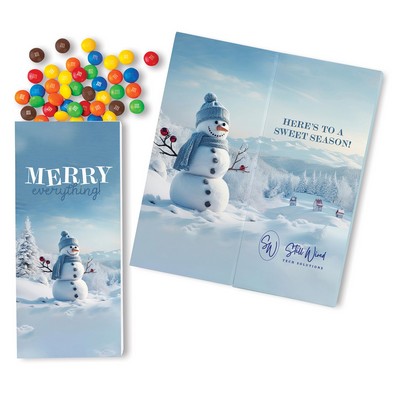One Color Foil-Stamped Stock Snowman Sweeter Cards with Candy Coated Chocolate Bitz