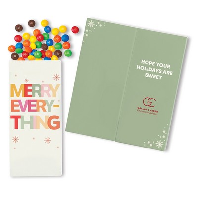 One Color Foil-Stamped Stock Holiday Sentiment Sweeter Cards with Candy Coated Chocolate Bitz