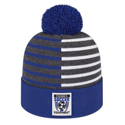 Half Color Knit Cap with Cuff