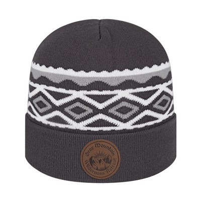 Diamond Pattern Knit Cap with Cuff